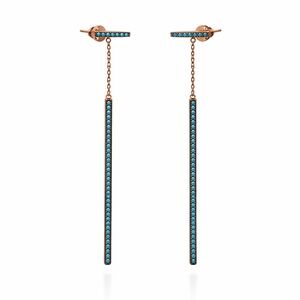 S925 Rose Gold Turquoise Dangle Stud Earrings